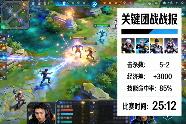 电竞比赛关键团战回放与赛事战报画面