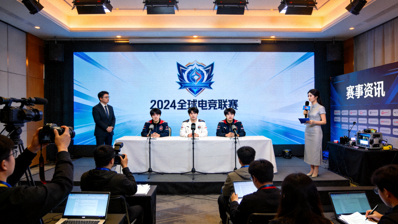 电竞赛后新闻发布会与赛事资讯报道现场